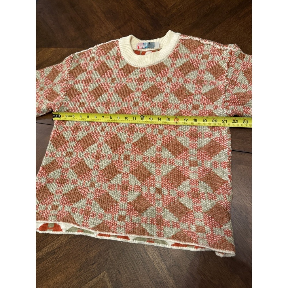Free People Beach Geometric Diamond Knit Sweater Orange Cream XS OB1399451 |N1 - Picture 6 of 7